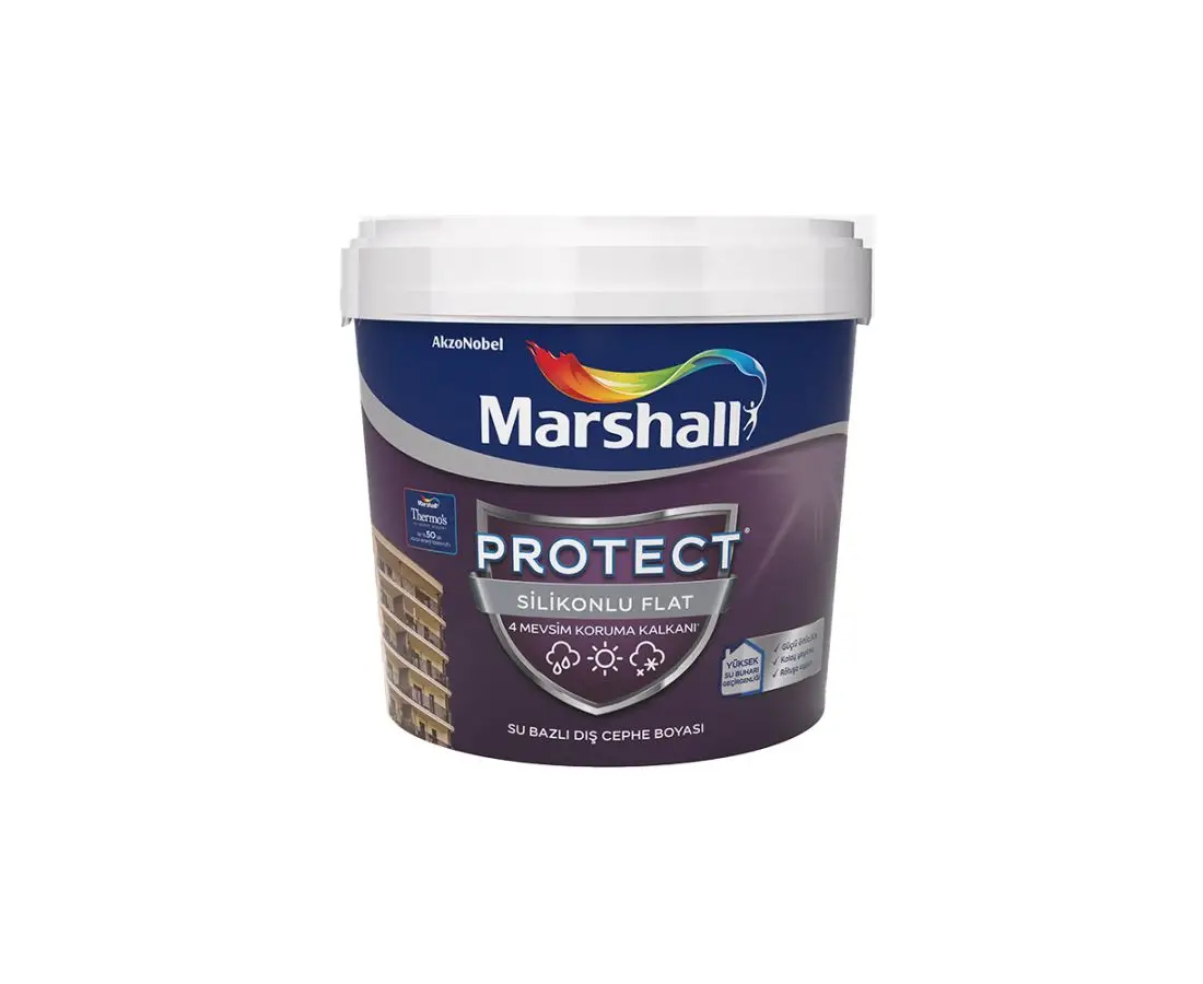 საღებავი ექსტერიერის PROTECT SILICONED FLAT Marshall 2,5ლტ — ექსტერიერის საღებავი